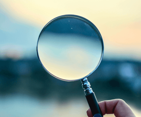 Magnifying glass outside in nature